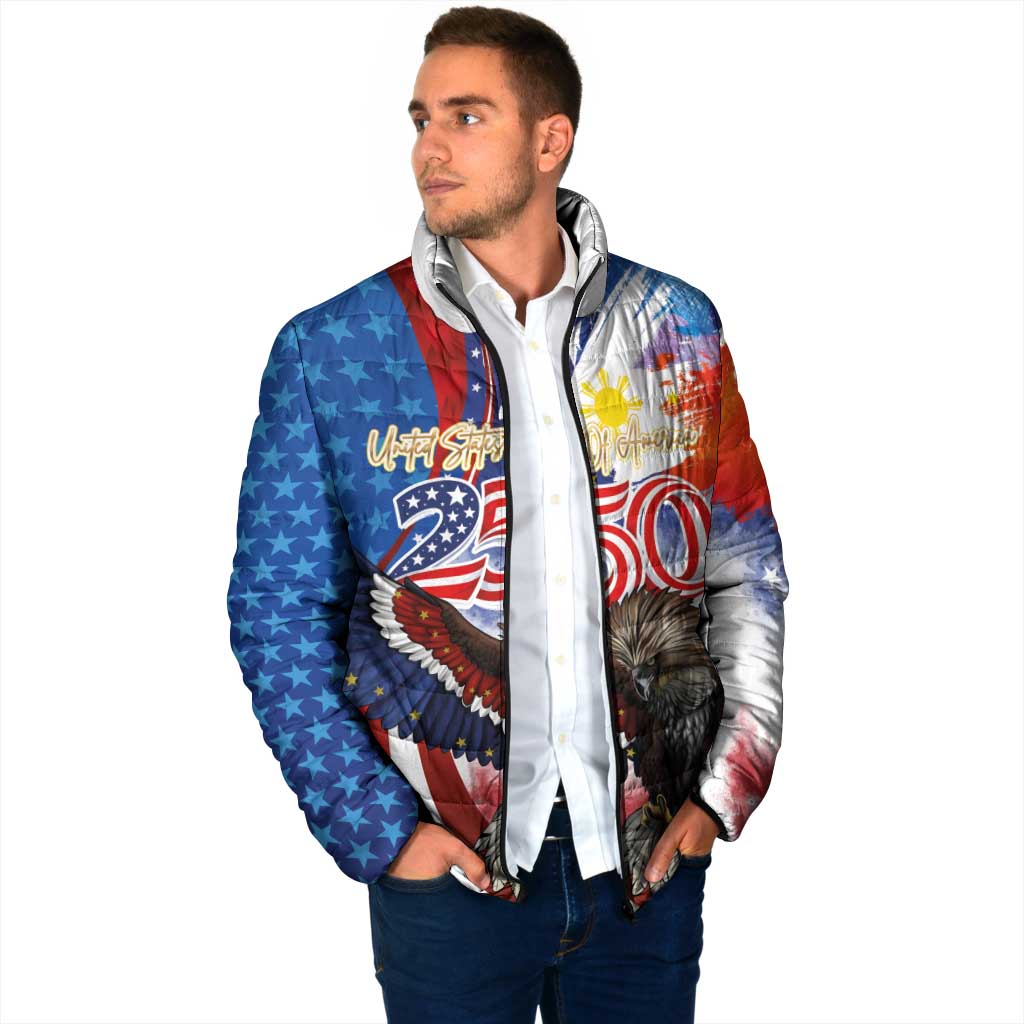 Philippines and United States Semiquincentennial Padded Jacket Eagle and National Flag Style