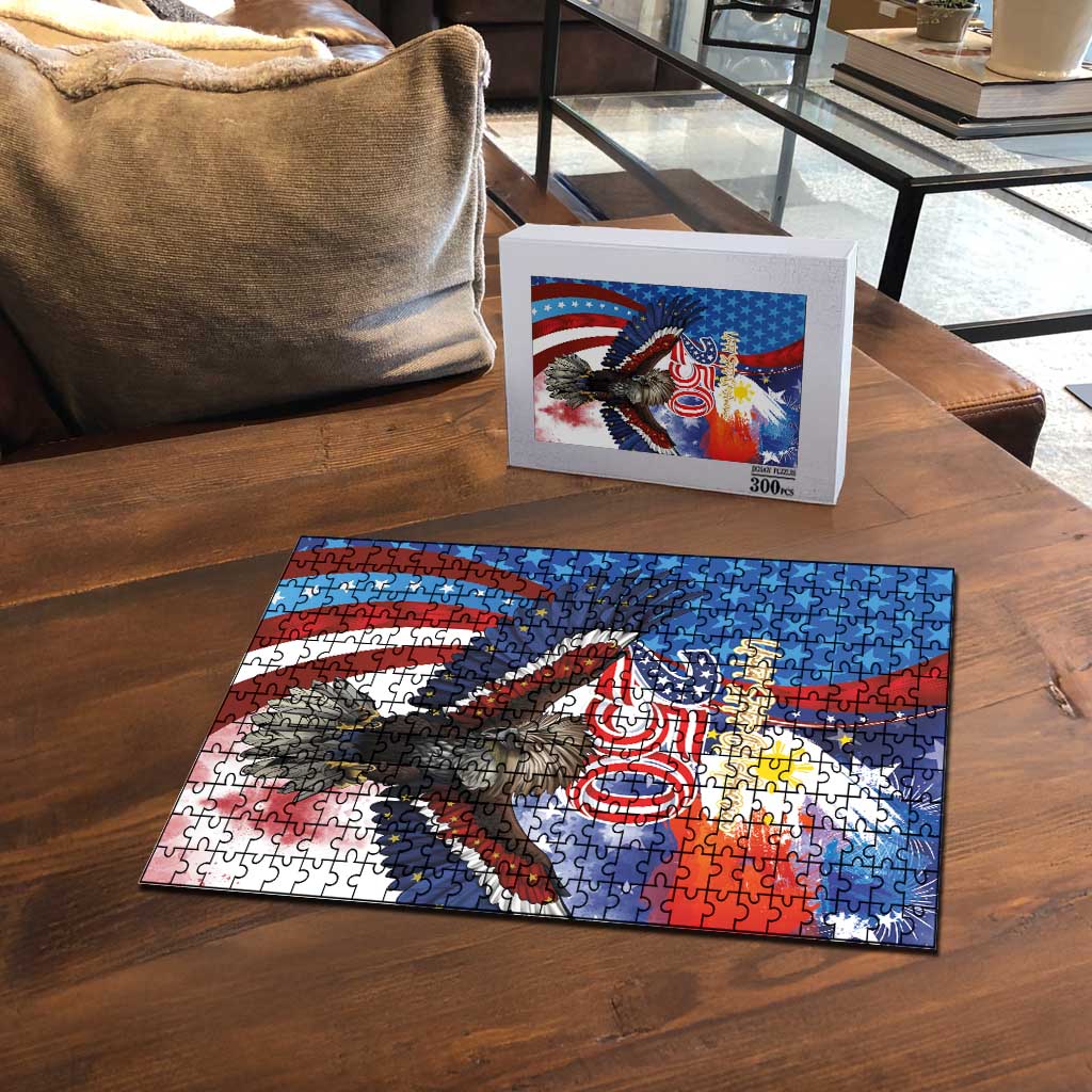 Philippines and United States Semiquincentennial Puzzle Eagle and National Flag Style