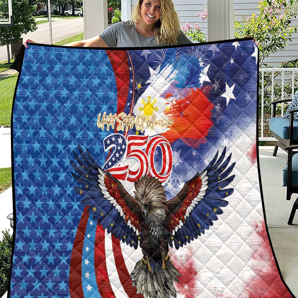 Philippines and United States Semiquincentennial Quilt Eagle and National Flag Style