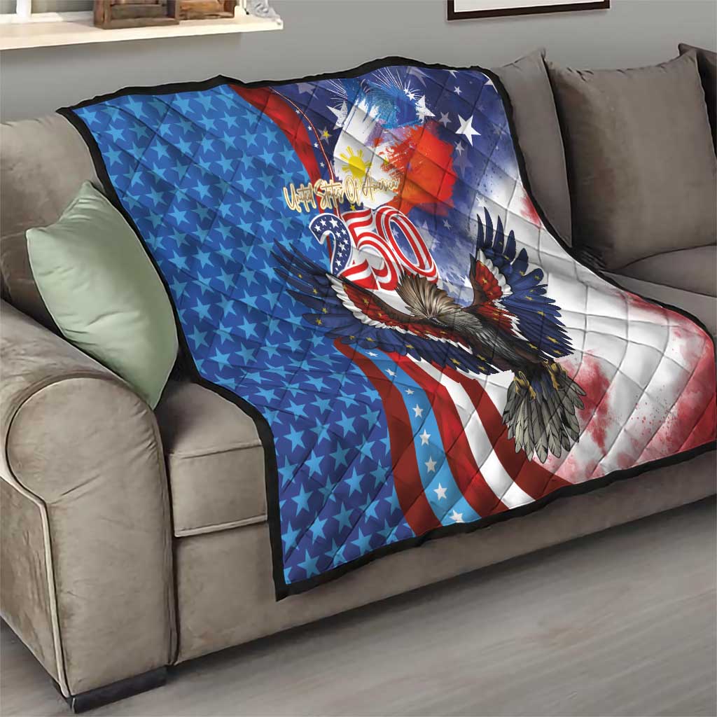 Philippines and United States Semiquincentennial Quilt Eagle and National Flag Style