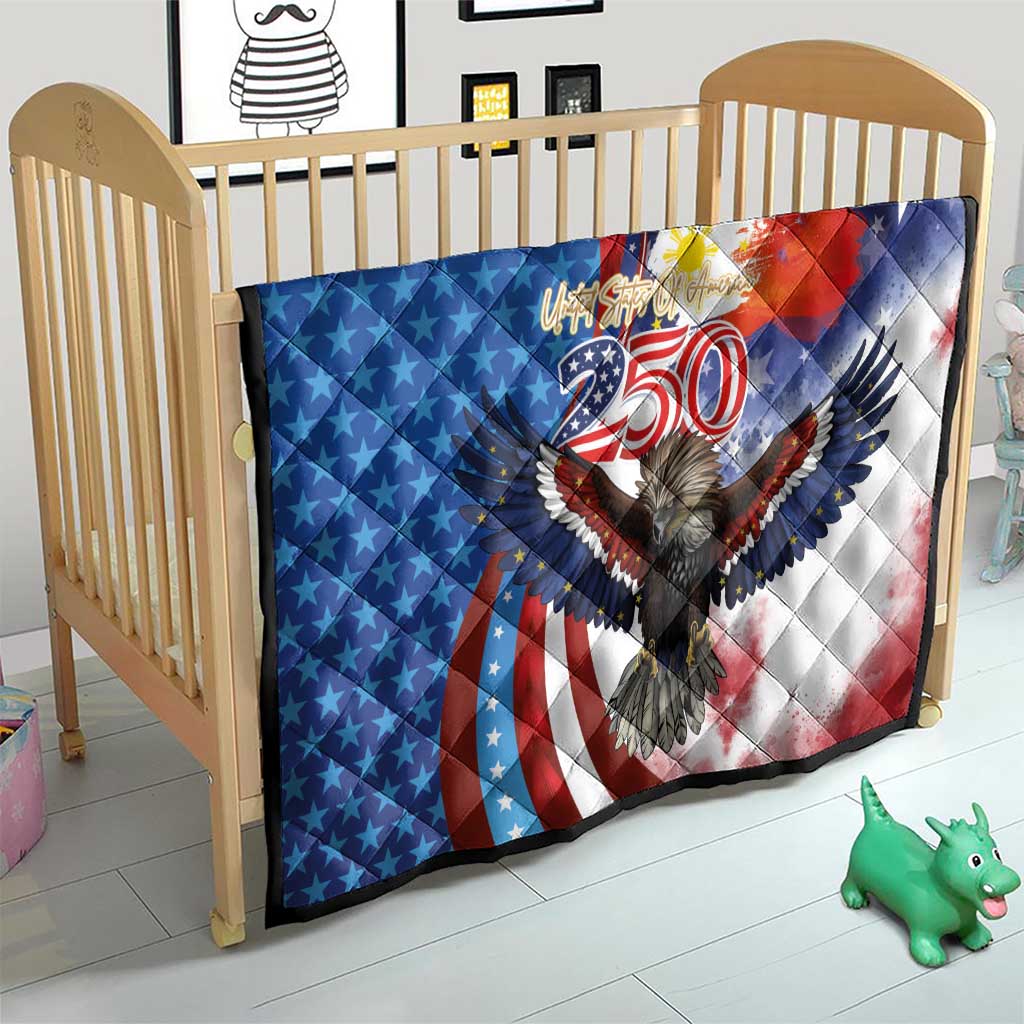 Philippines and United States Semiquincentennial Quilt Eagle and National Flag Style