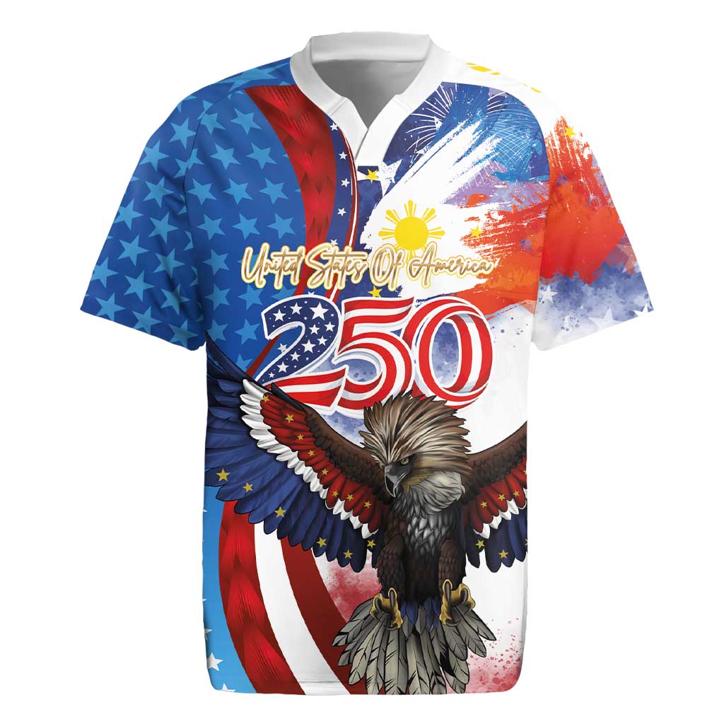 Philippines and United States Semiquincentennial Rugby Jersey Eagle and National Flag Style