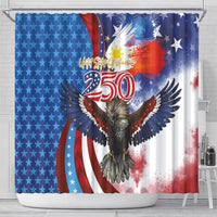 Philippines and United States Semiquincentennial Shower Curtain Eagle and National Flag Style