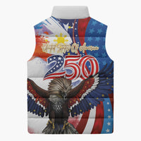 Philippines and United States Semiquincentennial Sleeveless Puffer Jacket Eagle and National Flag Style