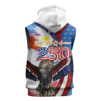 Philippines and United States Semiquincentennial Sleeveless Zip Hoodie Eagle and National Flag Style LT03 - Polynesian Pride