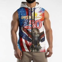 Philippines and United States Semiquincentennial Sleeveless Zip Hoodie Eagle and National Flag Style LT03 - Polynesian Pride