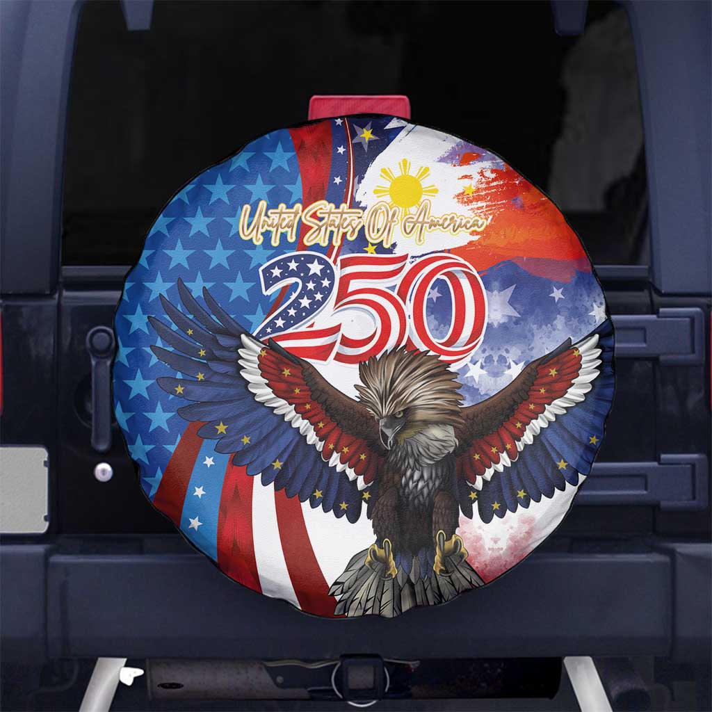 Philippines and United States Semiquincentennial Spare Tire Cover Eagle and National Flag Style