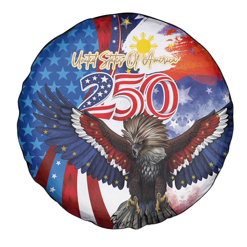 Philippines and United States Semiquincentennial Spare Tire Cover Eagle and National Flag Style