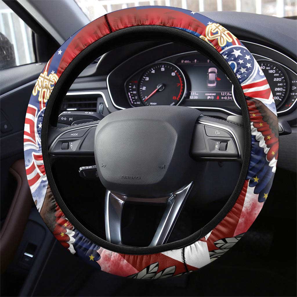 Philippines and United States Semiquincentennial Steering Wheel Cover Eagle and National Flag Style