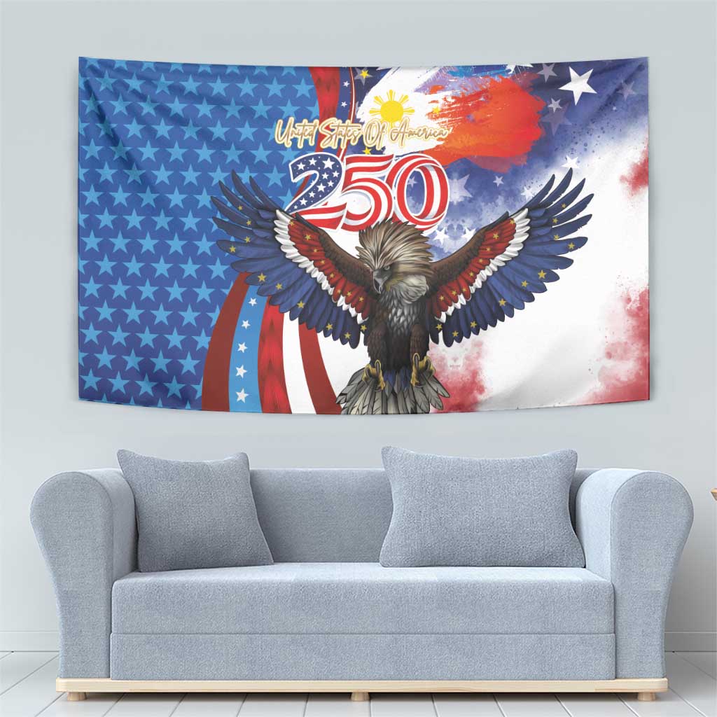 Philippines and United States Semiquincentennial Tapestry Eagle and National Flag Style