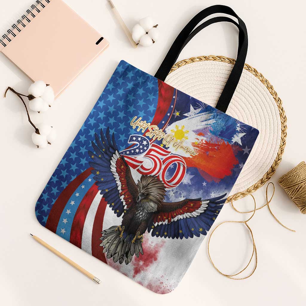 Philippines and United States Semiquincentennial Tote Bag Eagle and National Flag Style LT03 Black Strap One Size Multicolor - Polynesian Pride