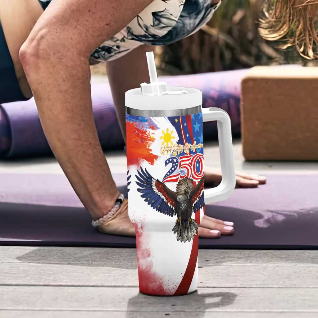 Philippines and United States Semiquincentennial Tumbler With Handle Eagle and National Flag Style