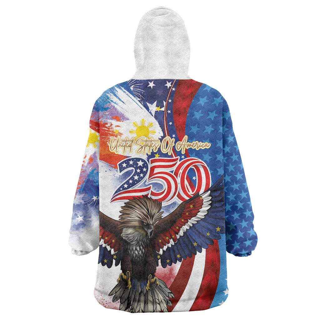 Philippines and United States Semiquincentennial Wearable Blanket Hoodie Eagle and National Flag Style LT03 - Polynesian Pride