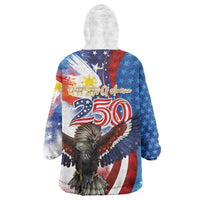 Philippines and United States Semiquincentennial Wearable Blanket Hoodie Eagle and National Flag Style LT03 - Polynesian Pride