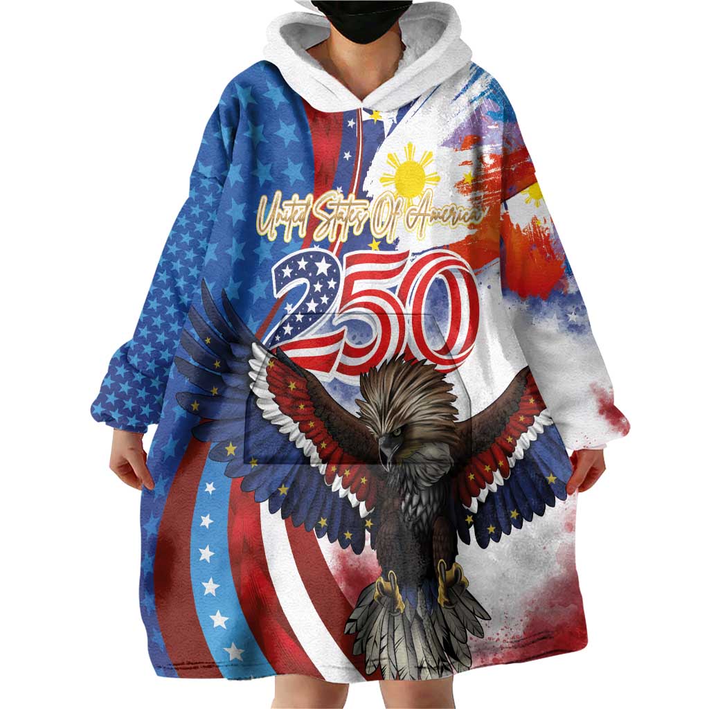 Philippines and United States Semiquincentennial Wearable Blanket Hoodie Eagle and National Flag Style LT03 - Polynesian Pride