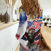 Philippines and United States Semiquincentennial Women Casual Shirt Eagle and National Flag Style