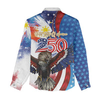 Philippines and United States Semiquincentennial Women Casual Shirt Eagle and National Flag Style