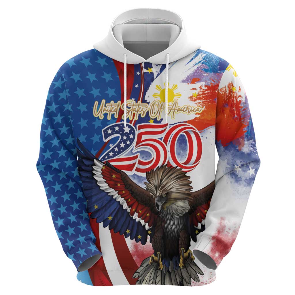 Philippines and United States Semiquincentennial Zip Hoodie Eagle and National Flag Style