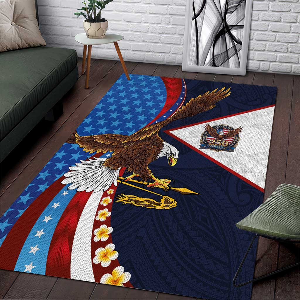 American Samoa and United States Semiquincentennial Area Rug Bald Eagle with National Flag Style LT03 Multicolor - Polynesian Pride