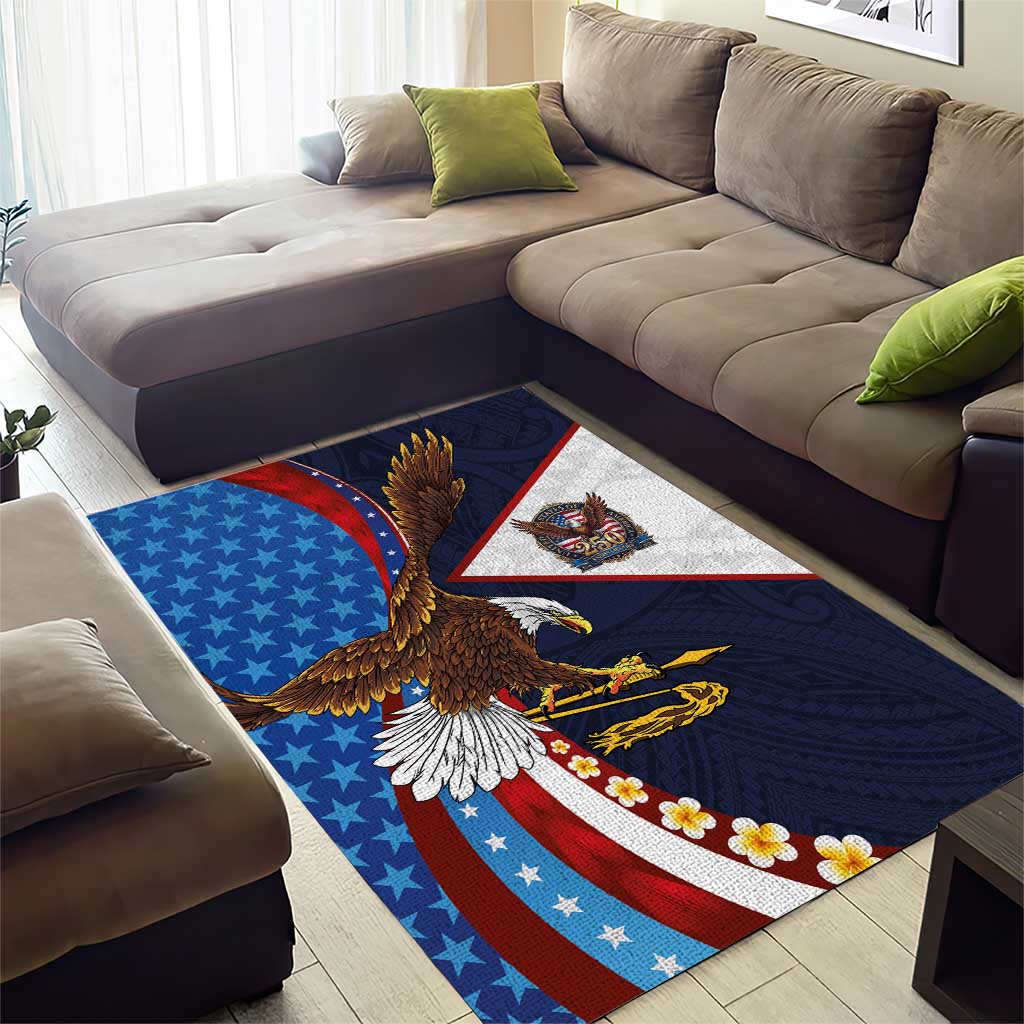 American Samoa and United States Semiquincentennial Area Rug Bald Eagle with National Flag Style LT03 - Polynesian Pride