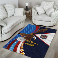 American Samoa and United States Semiquincentennial Area Rug Bald Eagle with National Flag Style LT03 - Polynesian Pride