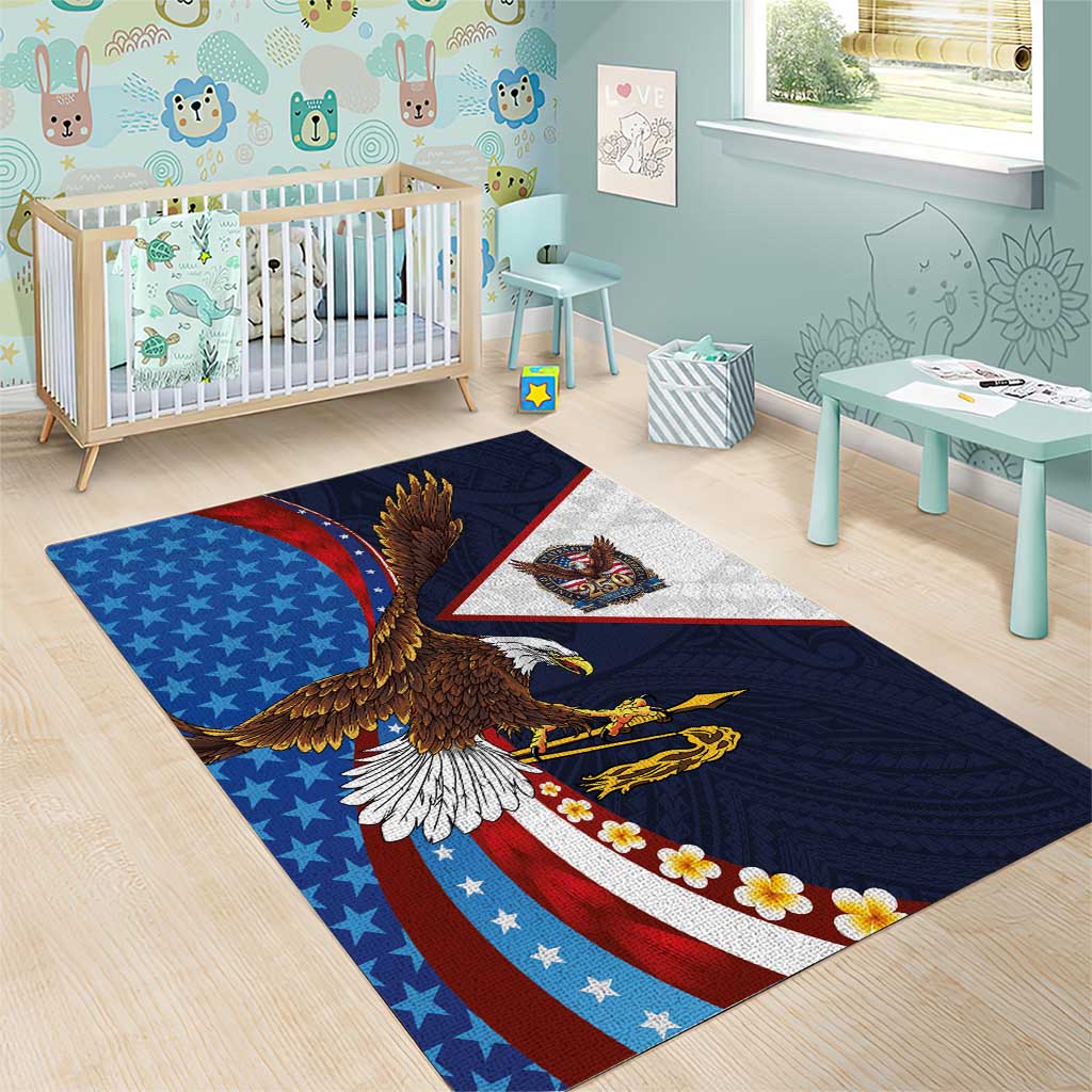 American Samoa and United States Semiquincentennial Area Rug Bald Eagle with National Flag Style LT03 - Polynesian Pride
