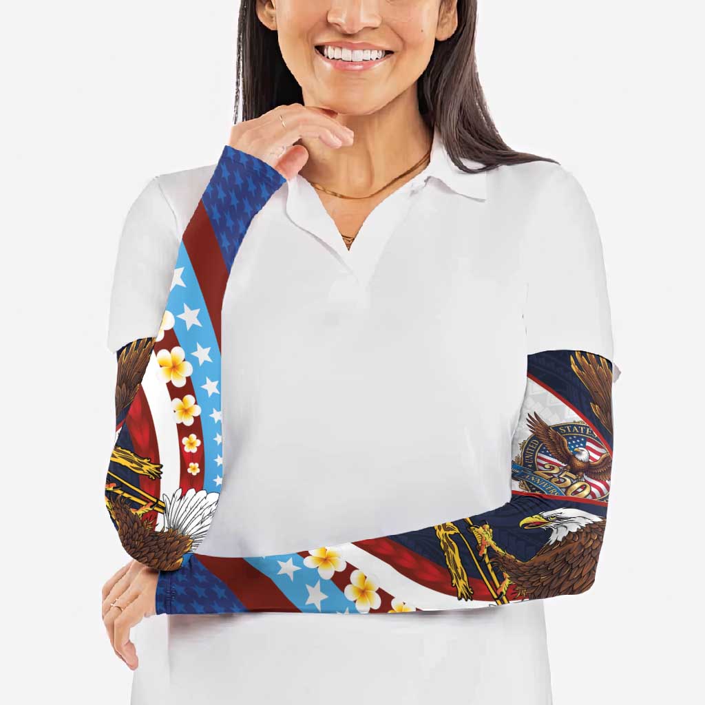American Samoa and United States Semiquincentennial Arm Sleeves Bald Eagle with National Flag Style