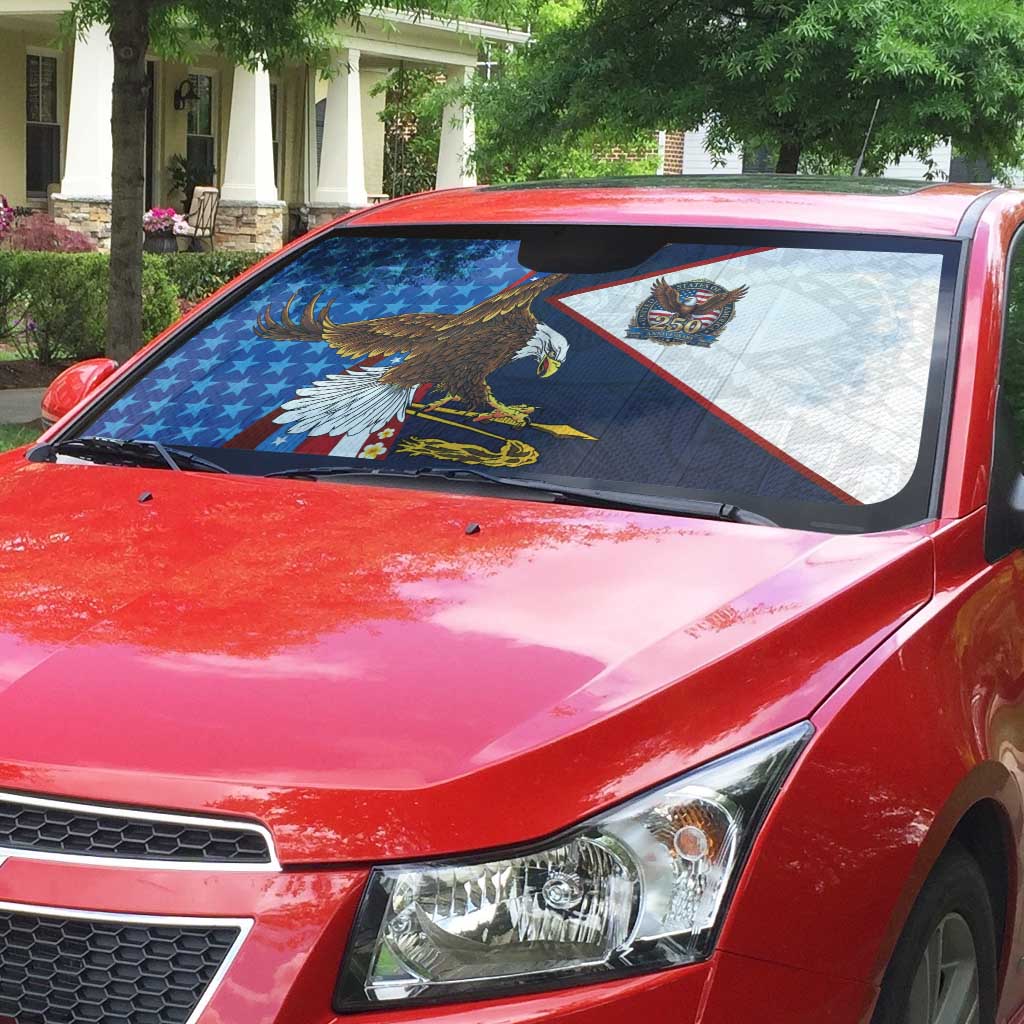 American Samoa and United States Semiquincentennial Auto Sun Shade Bald Eagle with National Flag Style LT03 - Polynesian Pride