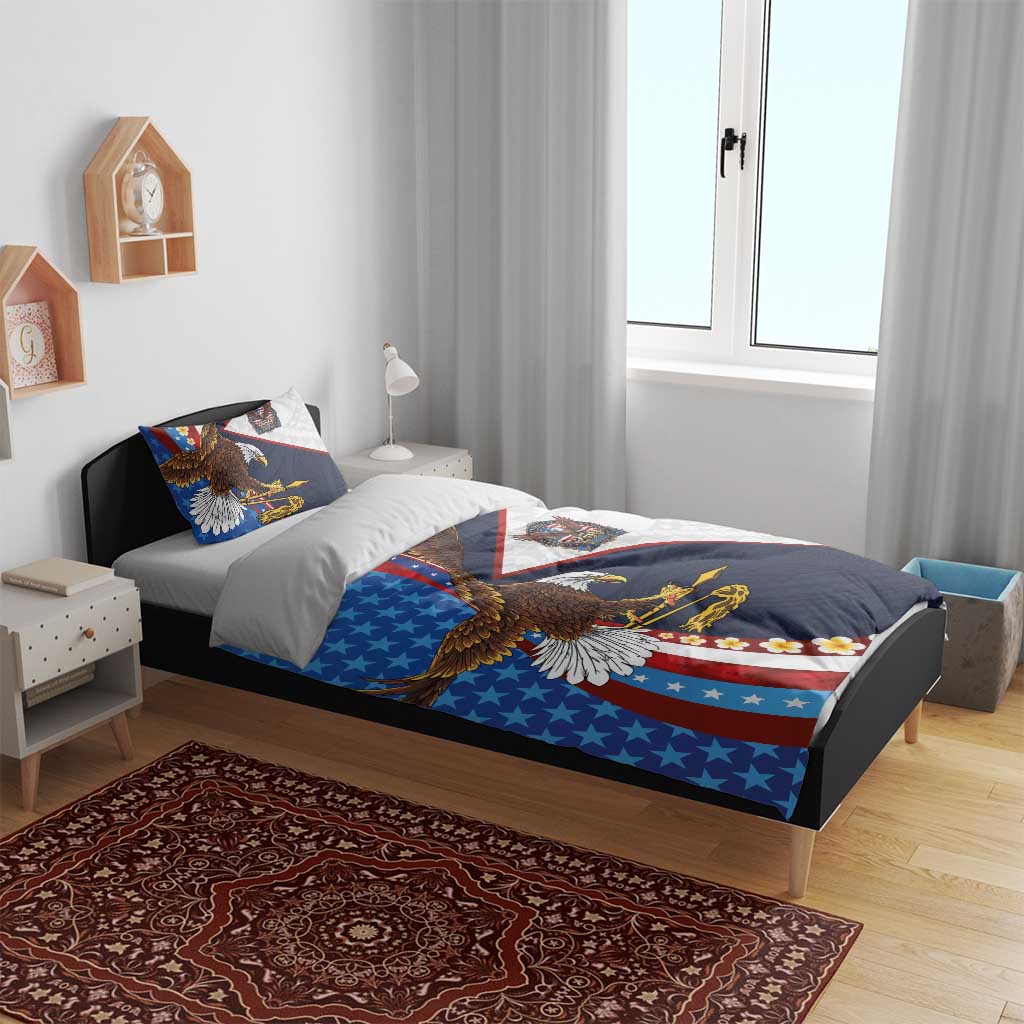 American Samoa and United States Semiquincentennial Bedding Set Bald Eagle with National Flag Style