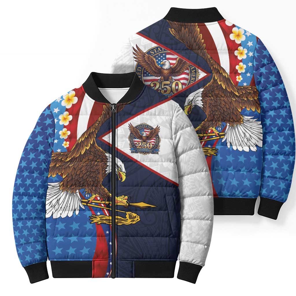 American Samoa and United States Semiquincentennial Bomber Puffer Jacket Bald Eagle with National Flag Style LT03 - Polynesian Pride