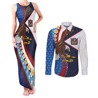 American Samoa and United States Semiquincentennial Couples Matching Tank Maxi Dress and Long Sleeve Button Shirt Bald Eagle with National Flag Style
