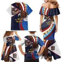 American Samoa and United States Semiquincentennial Family Matching Mermaid Dress and Hawaiian Shirt Bald Eagle with National Flag Style