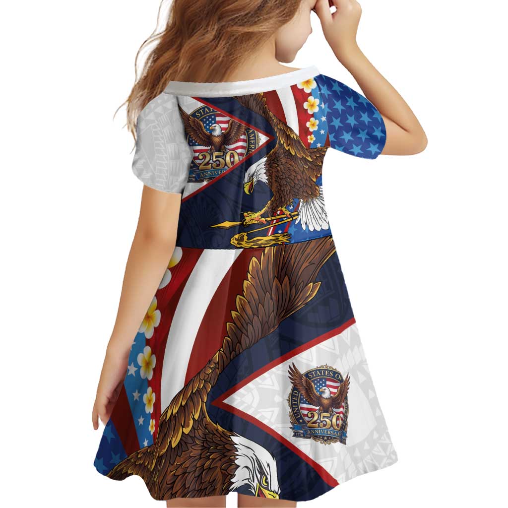 American Samoa and United States Semiquincentennial Family Matching Off Shoulder Short Dress and Hawaiian Shirt Bald Eagle with National Flag Style