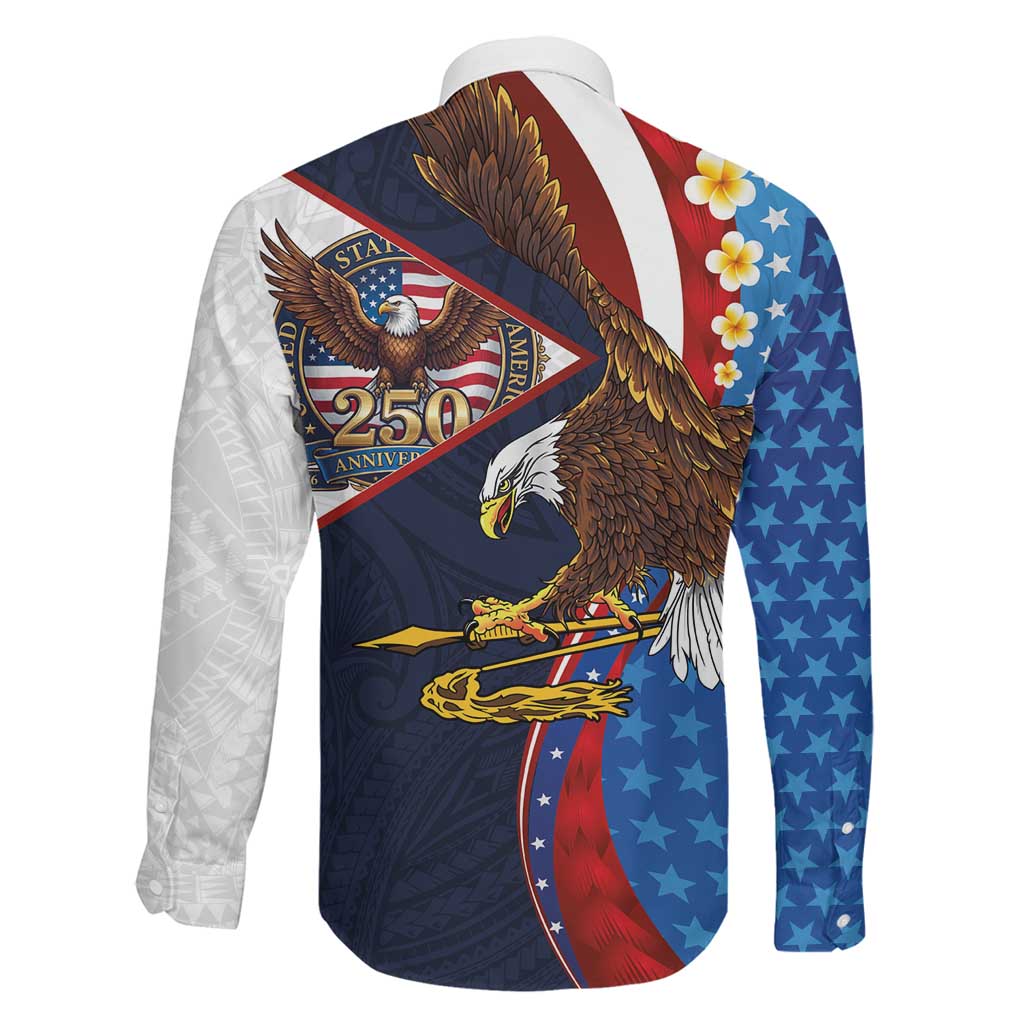 American Samoa and United States Semiquincentennial Family Matching Off Shoulder Short Dress and Hawaiian Shirt Bald Eagle with National Flag Style