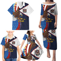 American Samoa and United States Semiquincentennial Family Matching Puletasi and Hawaiian Shirt Bald Eagle with National Flag Style