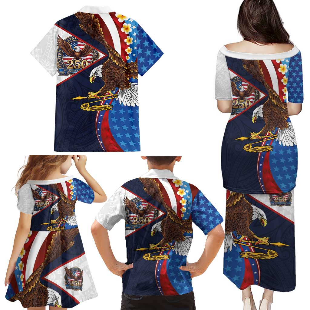 American Samoa and United States Semiquincentennial Family Matching Puletasi and Hawaiian Shirt Bald Eagle with National Flag Style