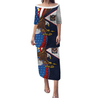 American Samoa and United States Semiquincentennial Family Matching Puletasi and Hawaiian Shirt Bald Eagle with National Flag Style