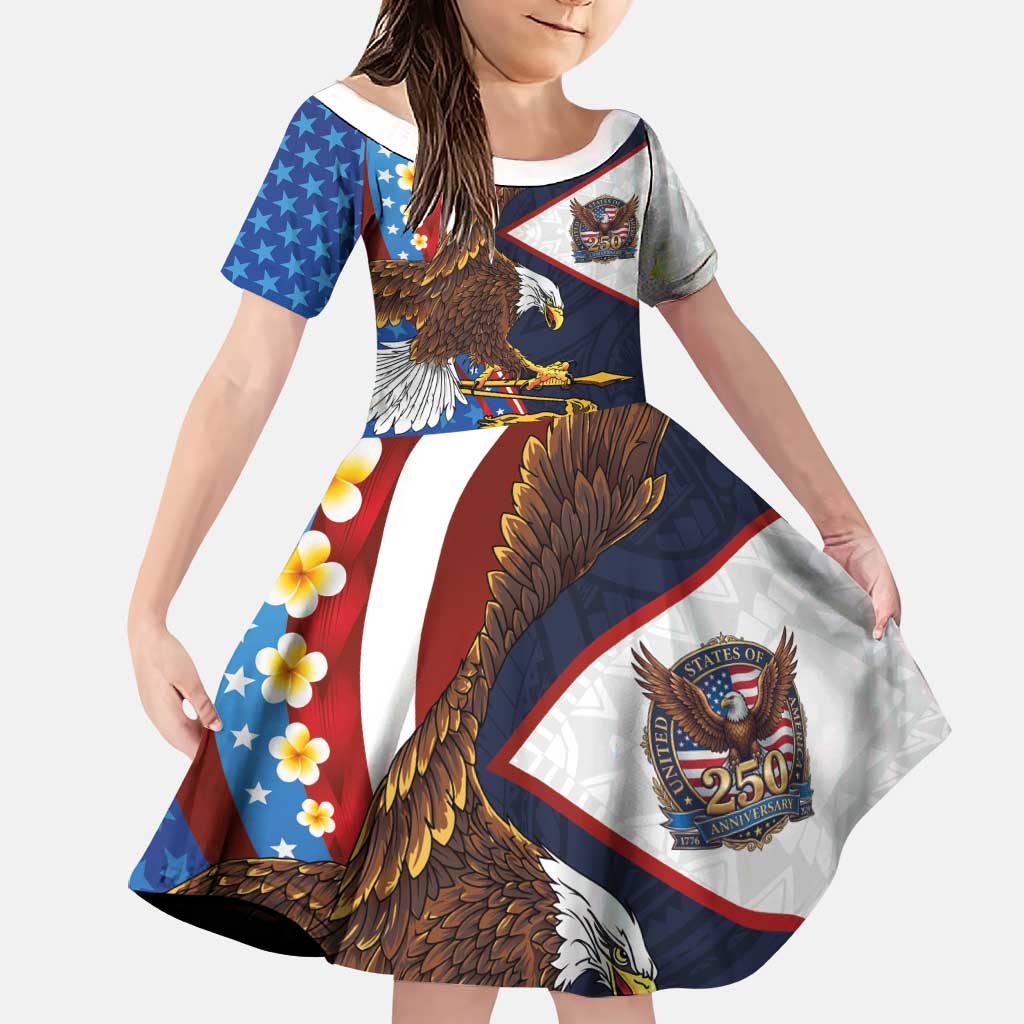 American Samoa and United States Semiquincentennial Family Matching Tank Maxi Dress and Hawaiian Shirt Bald Eagle with National Flag Style