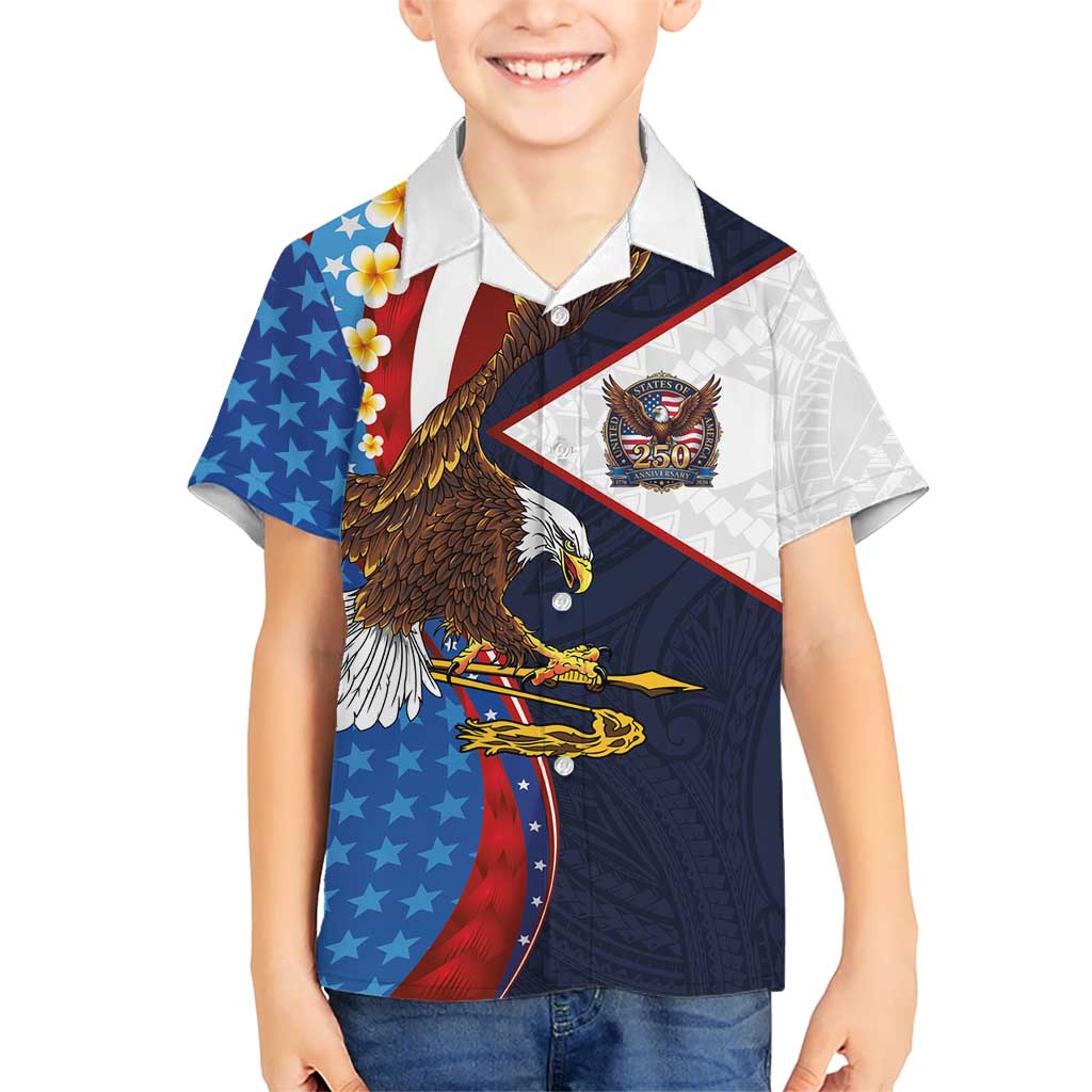 American Samoa and United States Semiquincentennial Kid Hawaiian Shirt Bald Eagle with National Flag Style