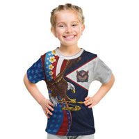 American Samoa and United States Semiquincentennial Kid T Shirt Bald Eagle with National Flag Style