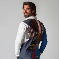 American Samoa and United States Semiquincentennial Long Sleeve Polo Shirt Bald Eagle with National Flag Style LT03 - Polynesian Pride