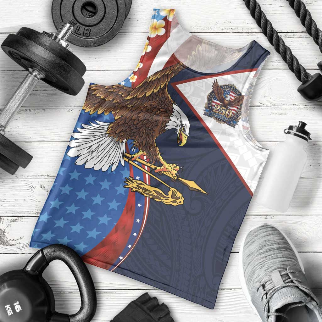 American Samoa and United States Semiquincentennial Men Tank Top Bald Eagle with National Flag Style