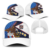 American Samoa and United States Semiquincentennial Mesh Trucker Cap Bald Eagle with National Flag Style LT03 - Polynesian Pride