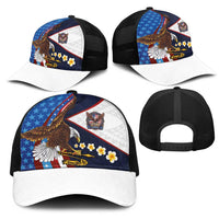 American Samoa and United States Semiquincentennial Mesh Trucker Cap Bald Eagle with National Flag Style LT03 - Polynesian Pride