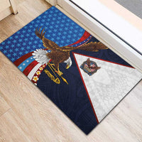 American Samoa and United States Semiquincentennial Rubber Doormat Bald Eagle with National Flag Style