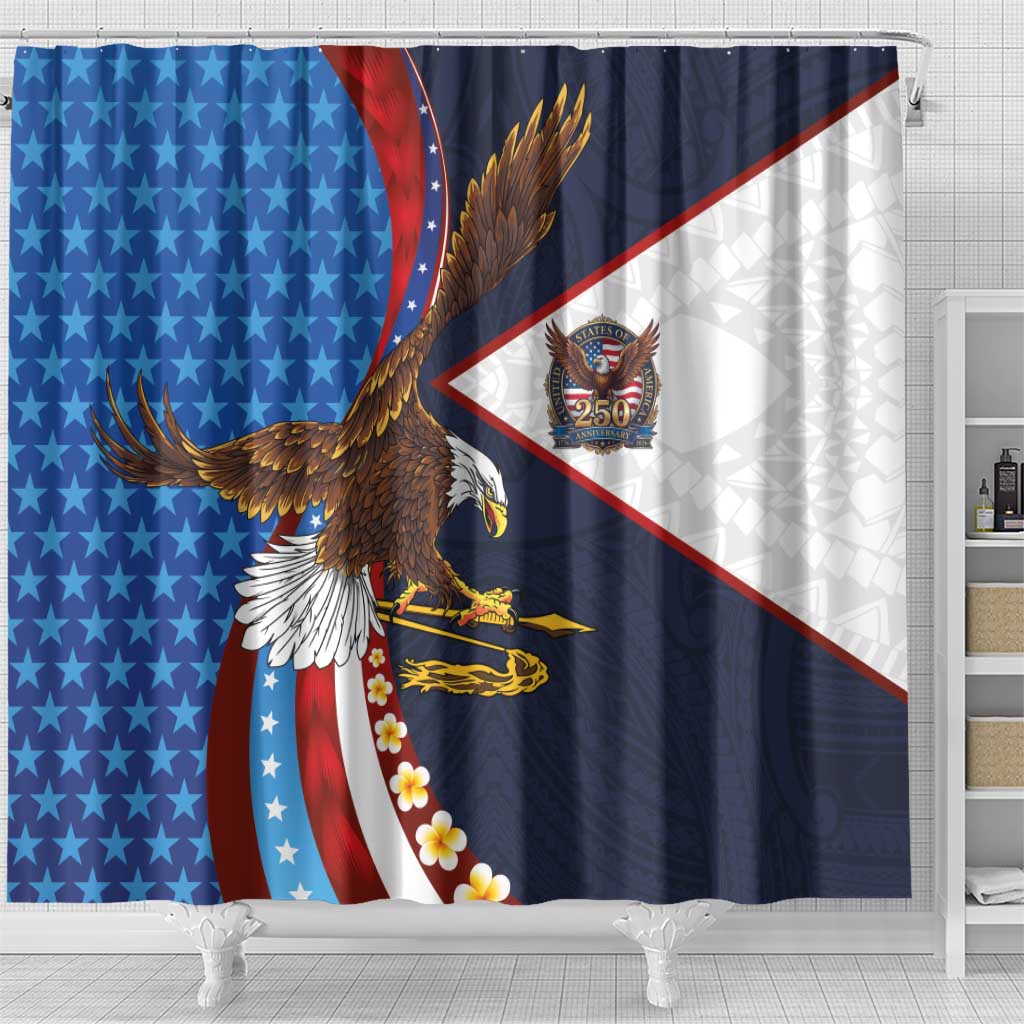 American Samoa and United States Semiquincentennial Shower Curtain Bald Eagle with National Flag Style
