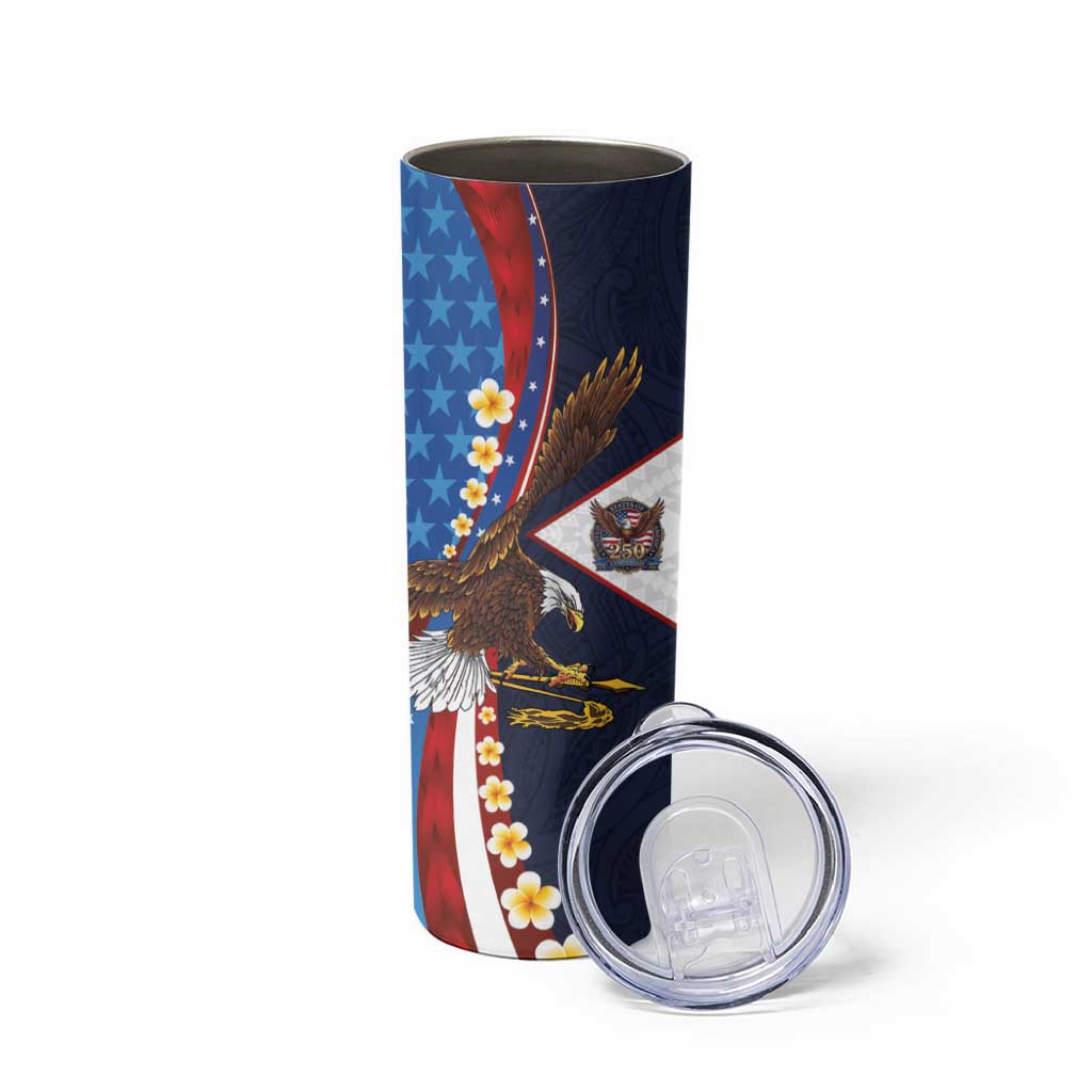 American Samoa and United States Semiquincentennial Skinny Tumbler Bald Eagle with National Flag Style