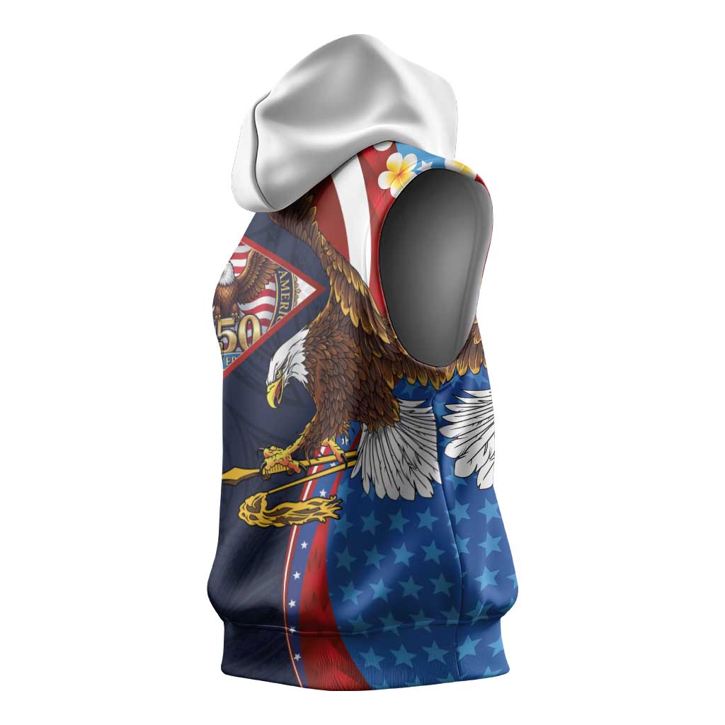 American Samoa and United States Semiquincentennial Sleeveless Hoodie Bald Eagle with National Flag Style LT03 - Polynesian Pride