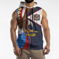 American Samoa and United States Semiquincentennial Sleeveless Hoodie Bald Eagle with National Flag Style LT03 - Polynesian Pride