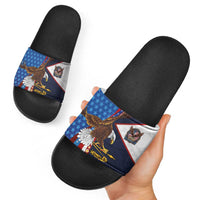 American Samoa and United States Semiquincentennial Slide Sandals Bald Eagle with National Flag Style LT03 - Polynesian Pride